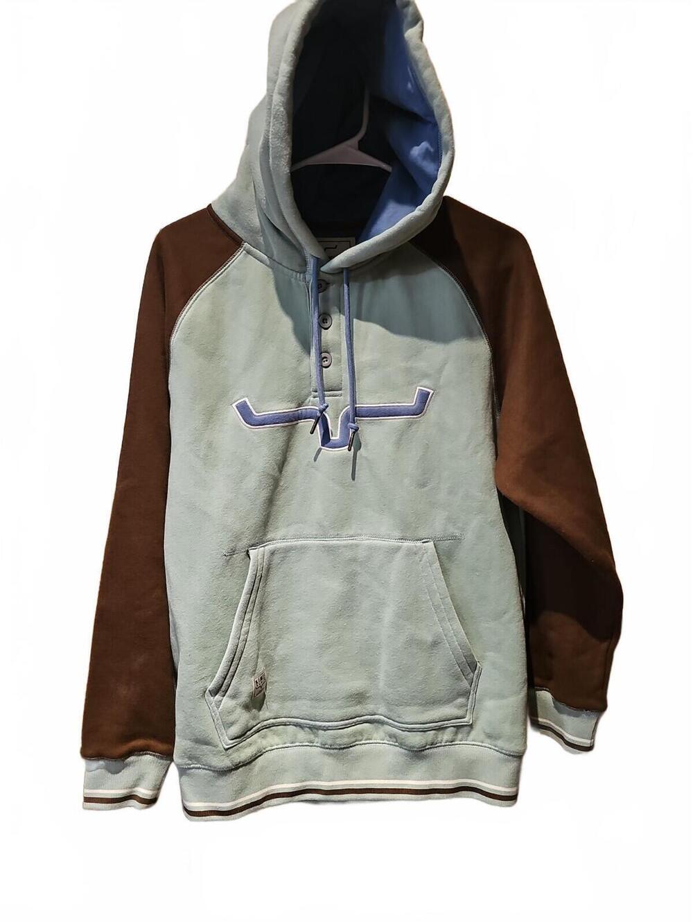 Kimes Ranch Amigo Mint Green And Brown Pullover Hoodie Sweatshirt Women’s Medium